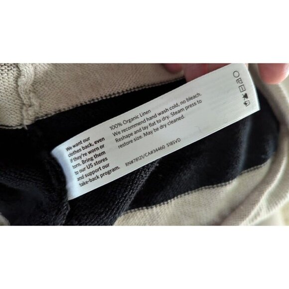 Eileen Fisher Women XS Sweater 100% Linen Knit Minimalist Lagenlook Striped - Picture 4 of 4